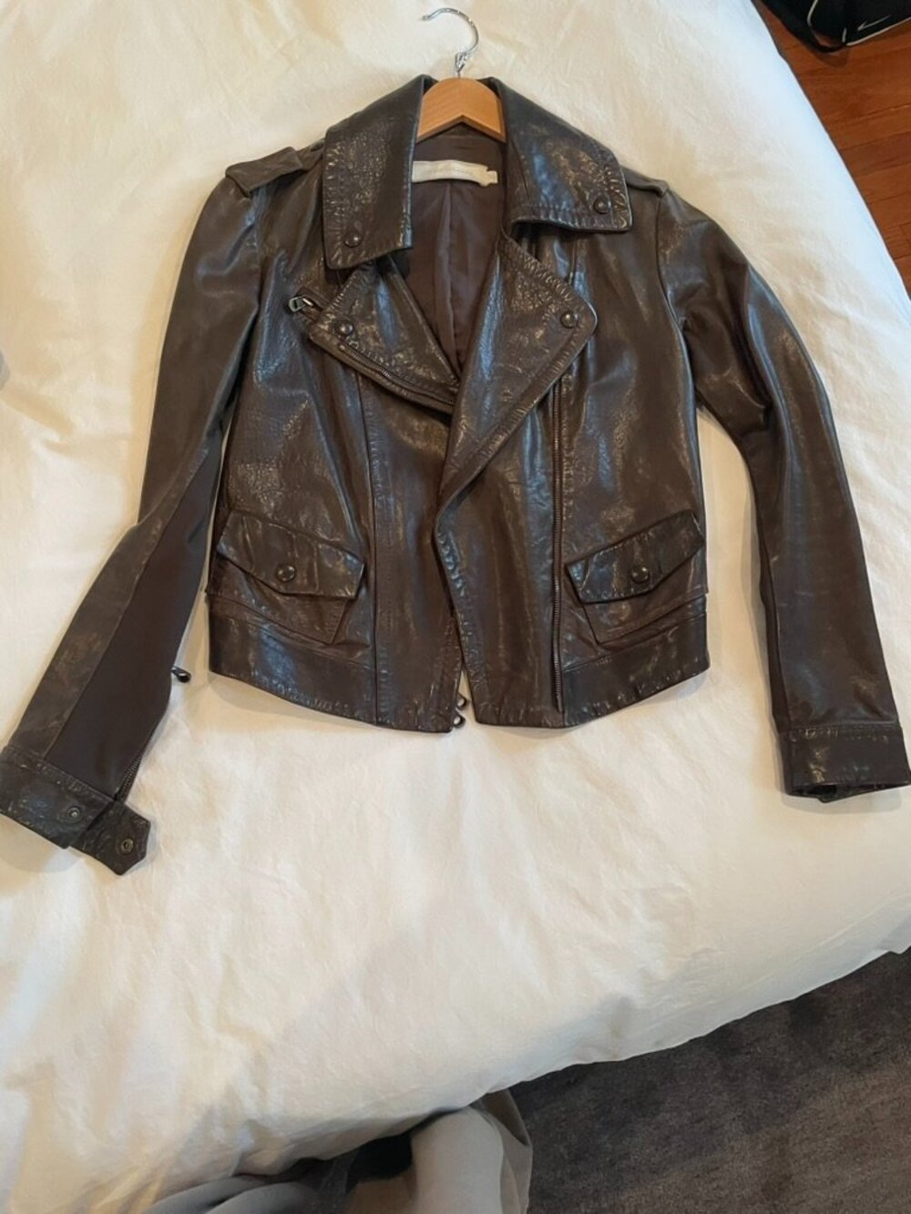 Vintage Donna Karan Collection leather motorcycle jacket, late 1980s